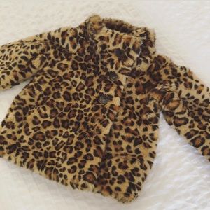 Gap leopard faux fur jacket 2T